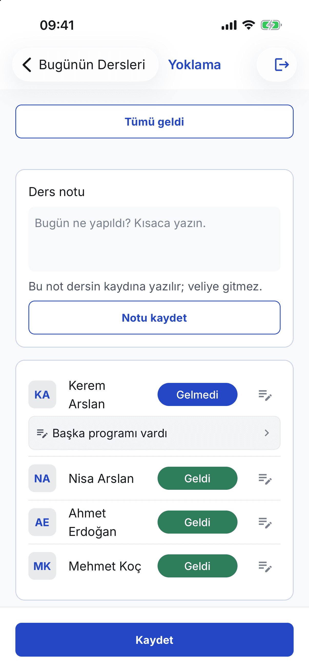 Sahada çevrimdışı yoklama