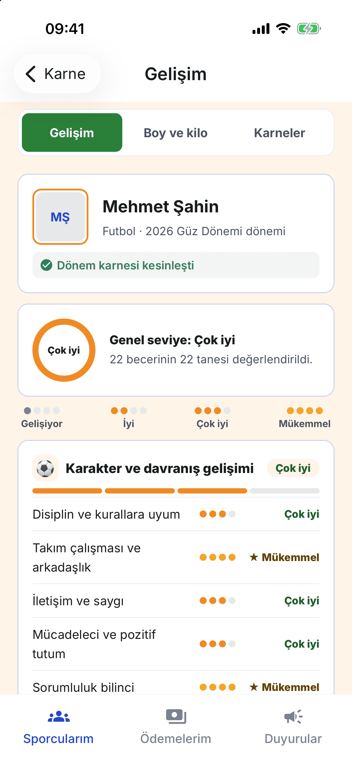 Gelişim ve karne